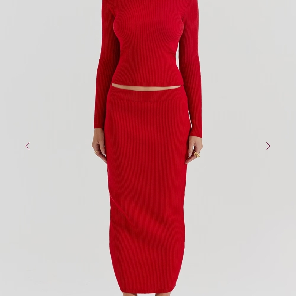 House of CB Skirt Vibrant Red Pencil Skirt